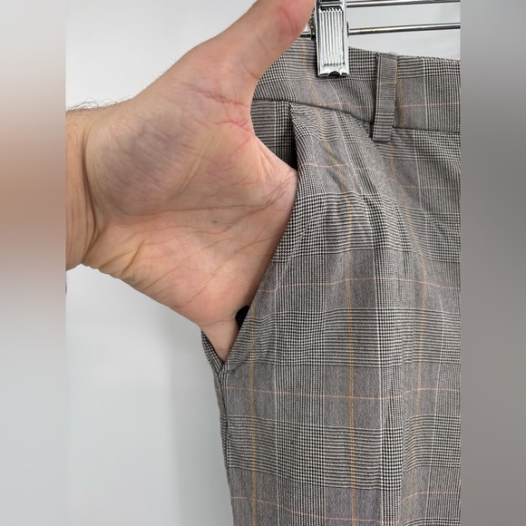 massimo dutti slim chino modal cotton grey check trousers pants size 6 (30) - Picture 8 of 16